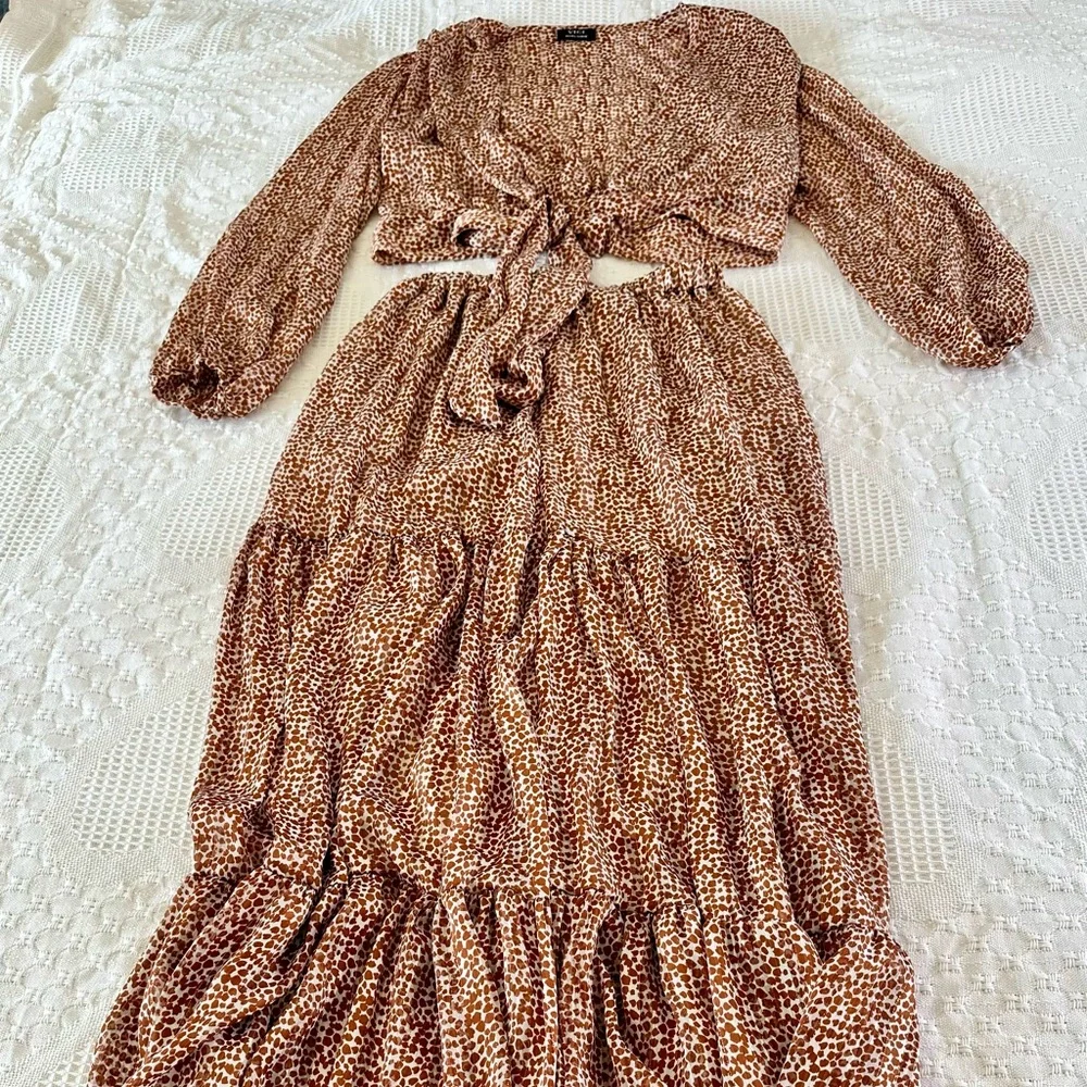 Boho Cottage Core Crop Blouse & Maxi Skirt | XL | VICI Collection Matching Set - Picture 2 of 9